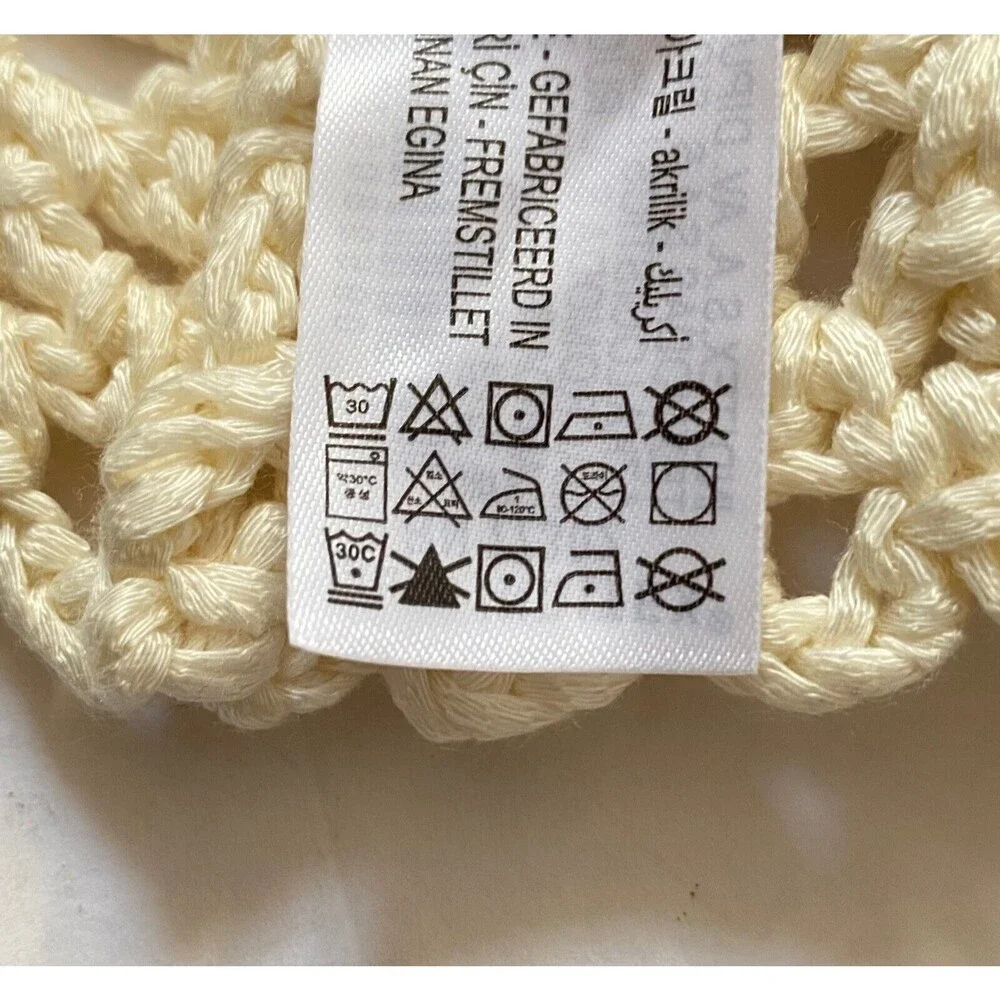 Zara Limited Edition Crochet Tank Top Womens Size Large Cream Acrylic Peplum NWT - Picture 11 of 14